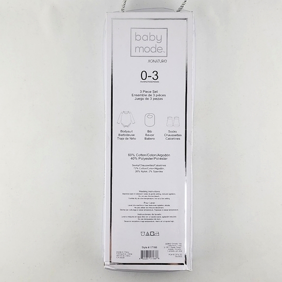 Baby Mode Signature 3 Pc Penguin Winter Gift Set Box Bodysuit Bib Socks Size 0-3 - Picture 7 of 12
